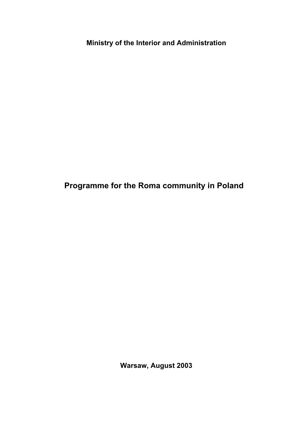 Programme for the Roma Community in Poland