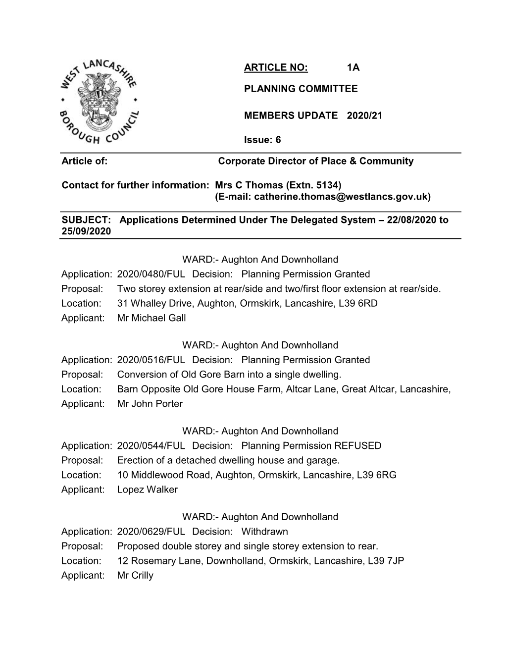 Delegated Decisions September 2020.Pdf