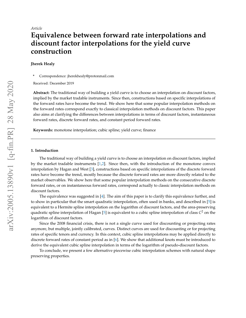 Equivalence Between Forward Rate Interpolations and Discount Factor Interpolations for the Yield Curve Construction