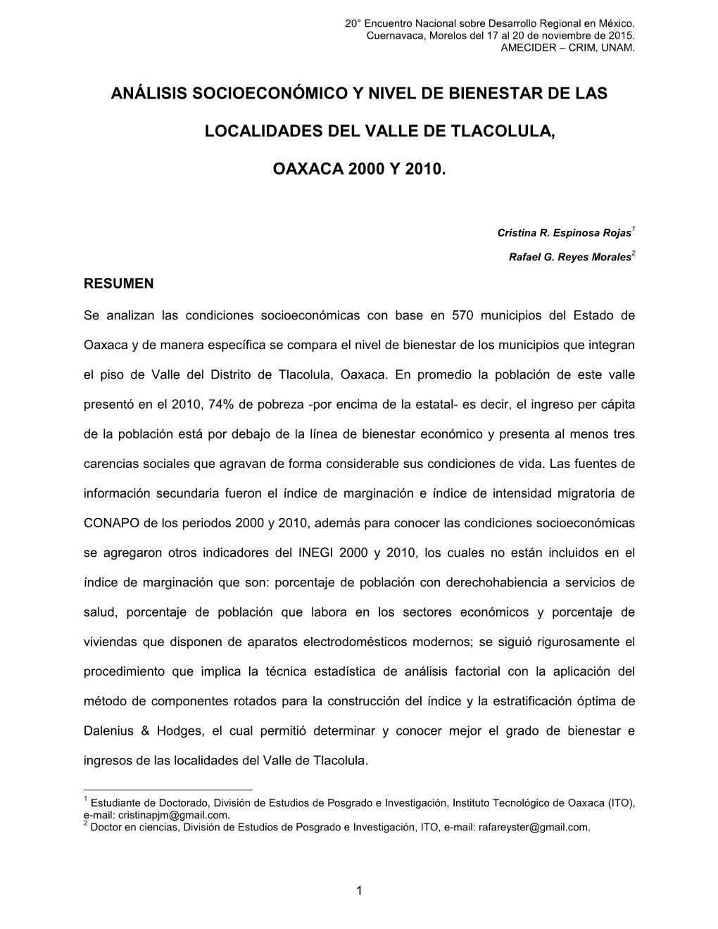 Análisis Socioeconómico Y Nivel De Bienestar De Las Localidades Del