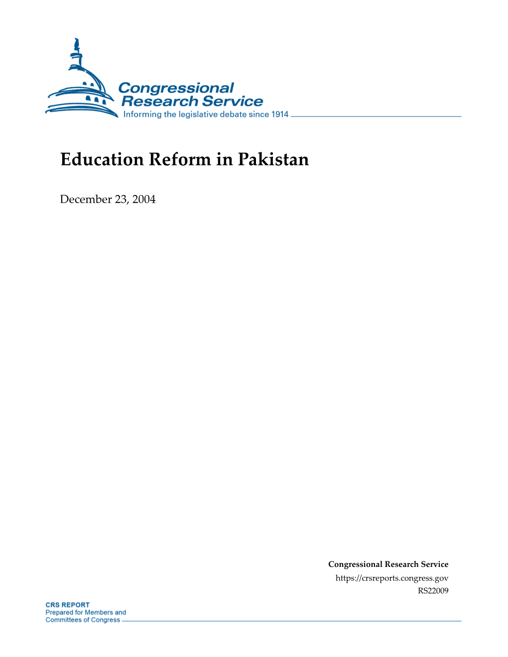 Education Reform in Pakistan