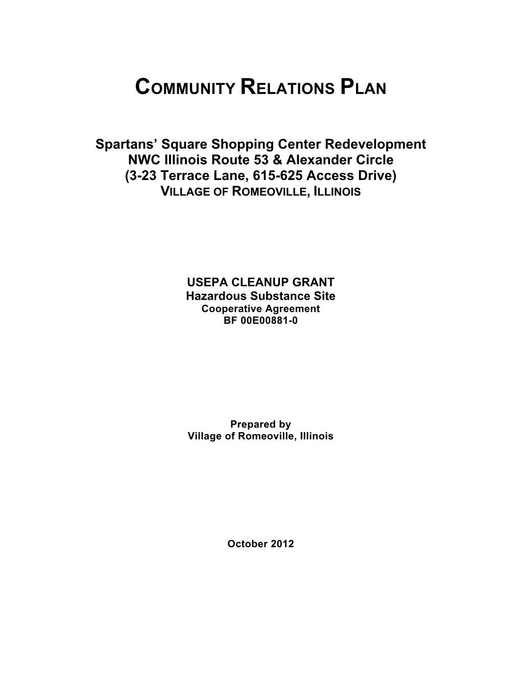 Community Relations Plan