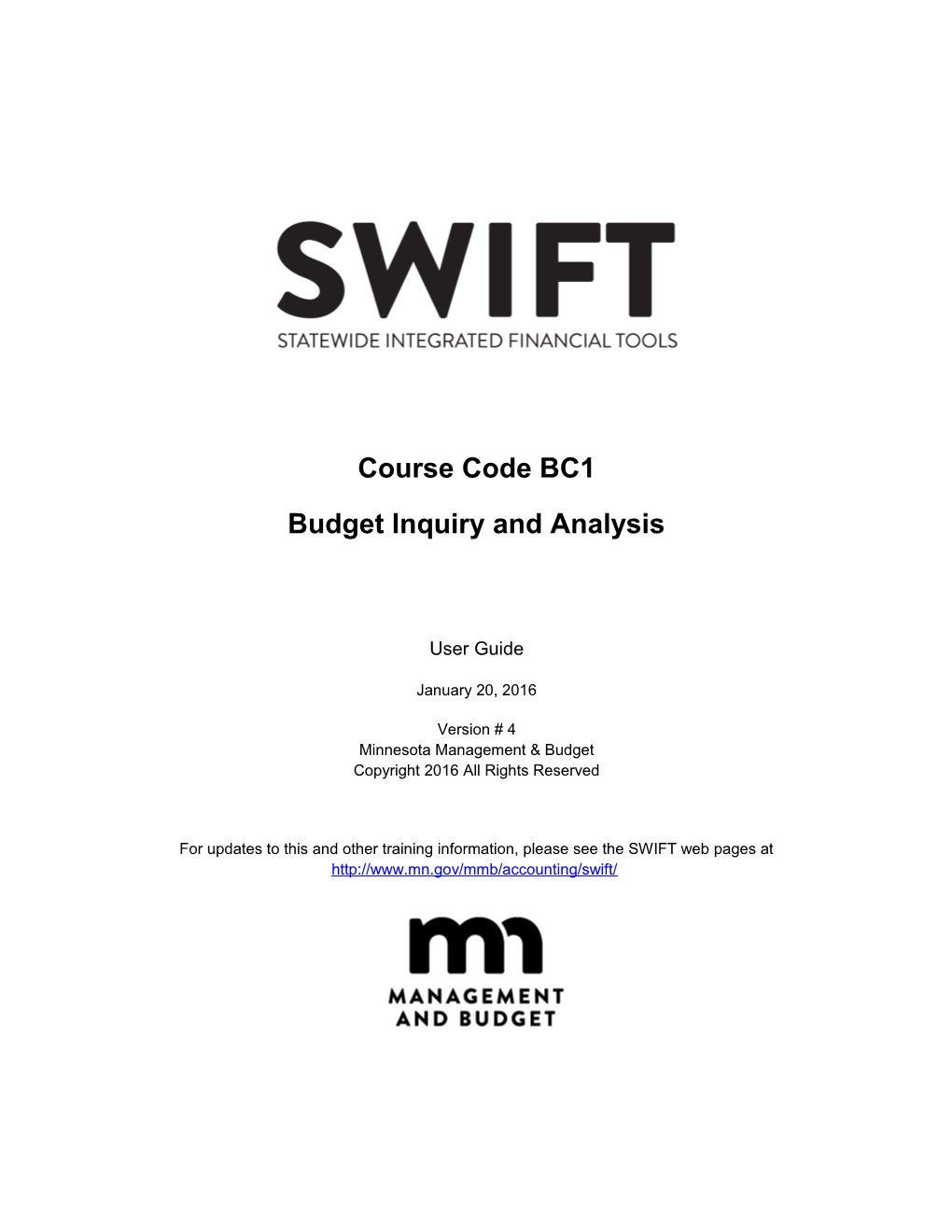 SWIFT Budget Inquiry User Guide