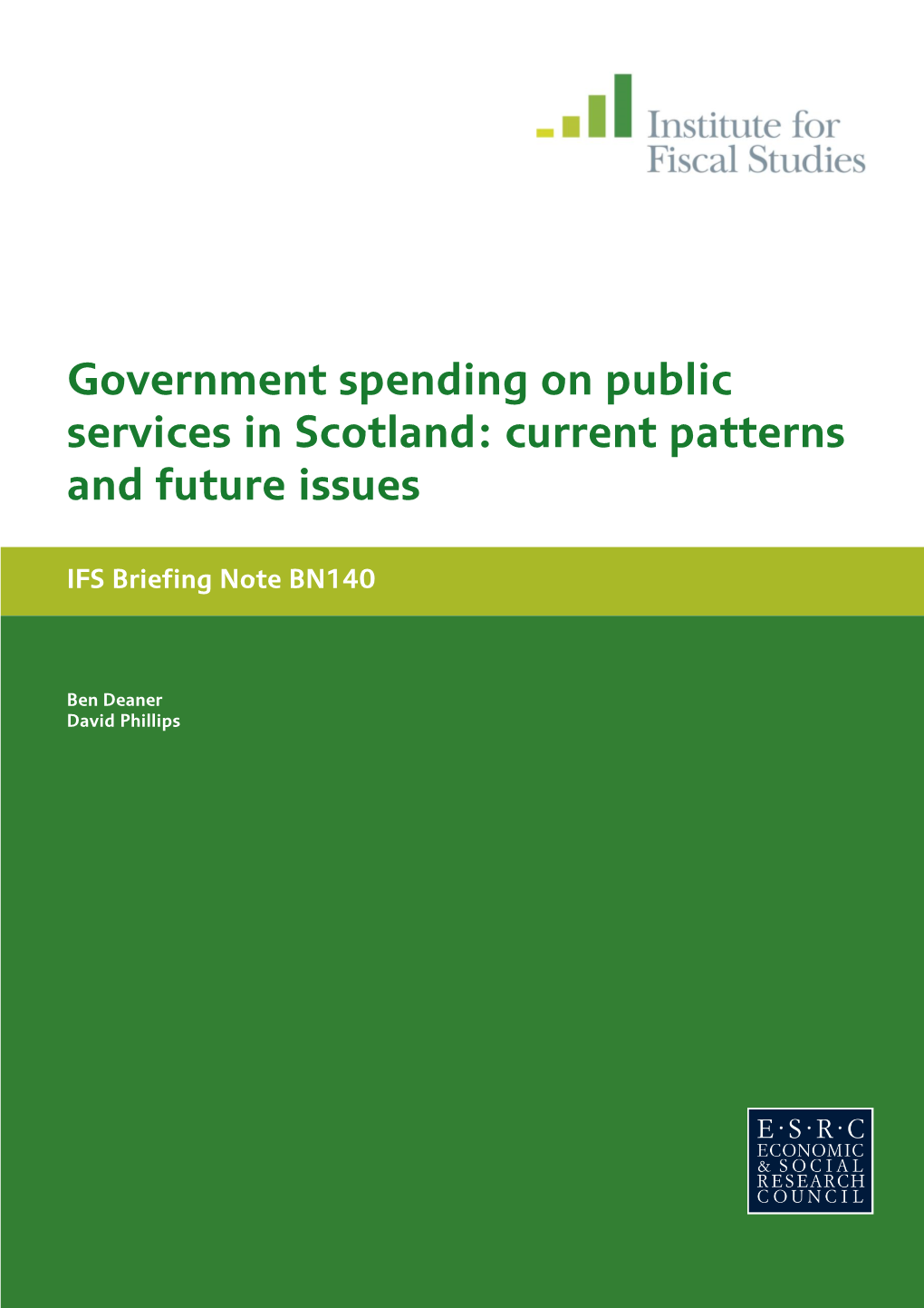 Government Spending on Public Services in Scotland: Current Patterns and Future Issues