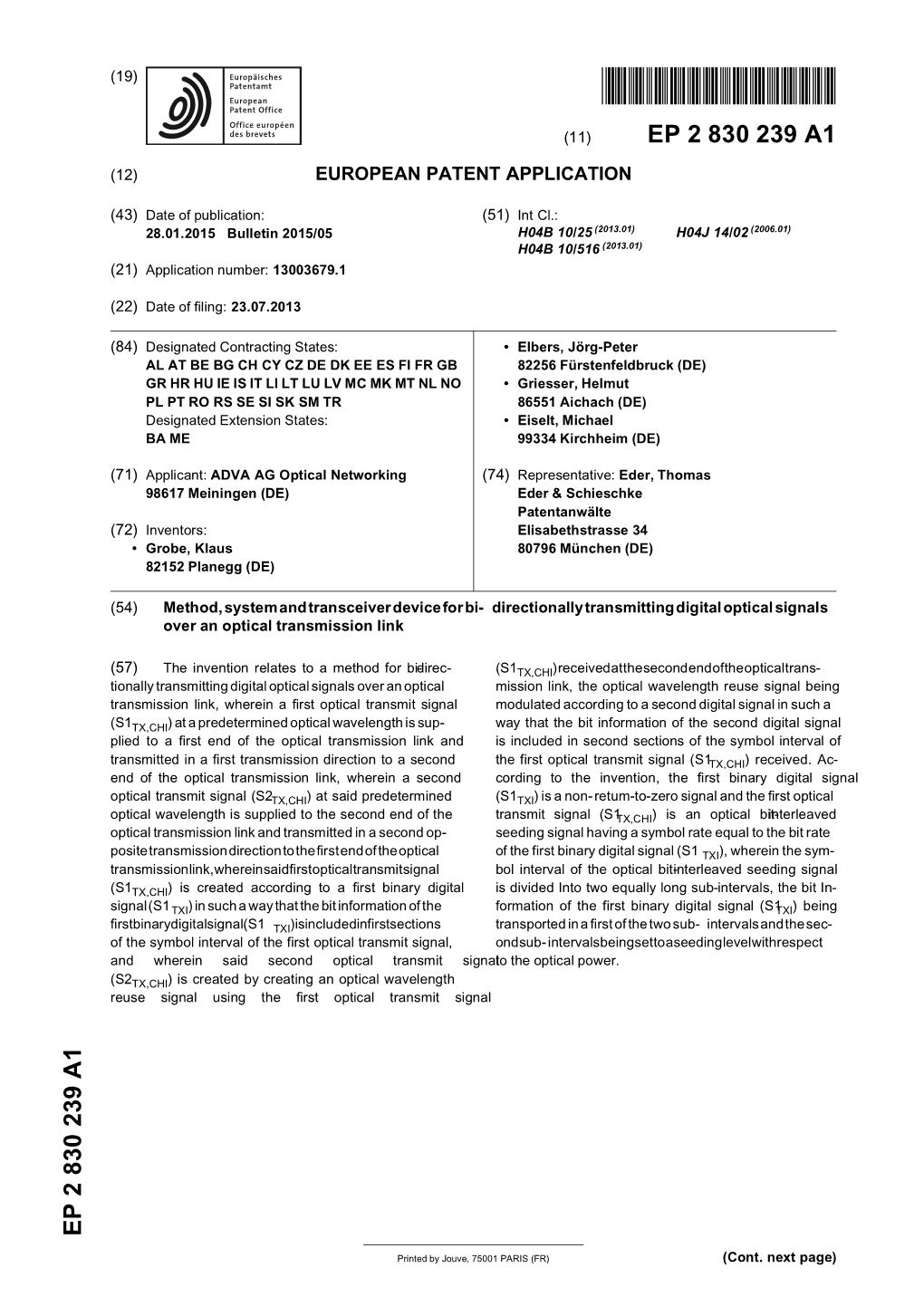 Method, System and Transceiver Device for Bi-Directionally