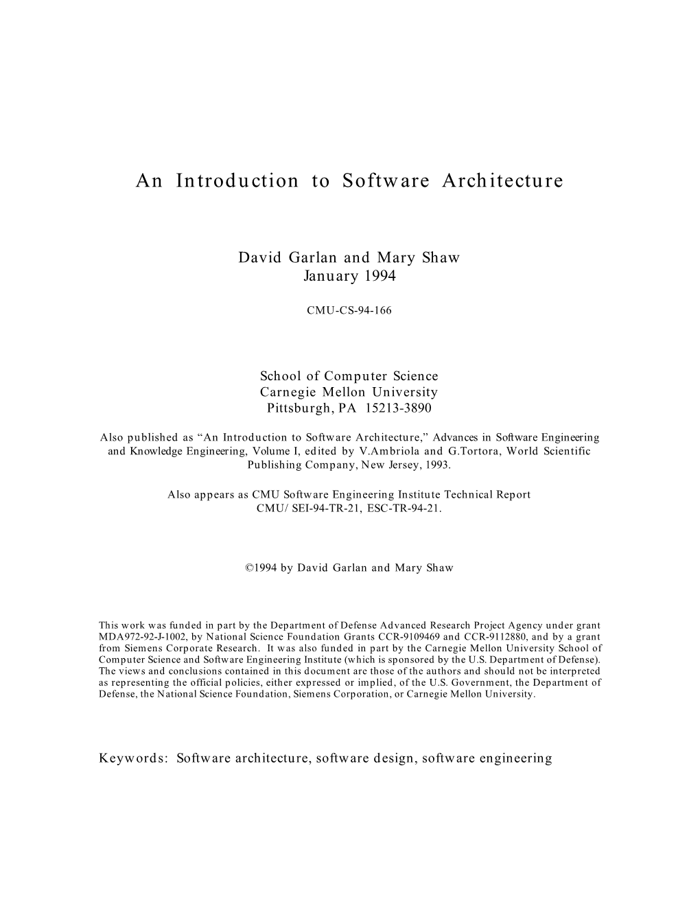 An Introduction to Software Architecture