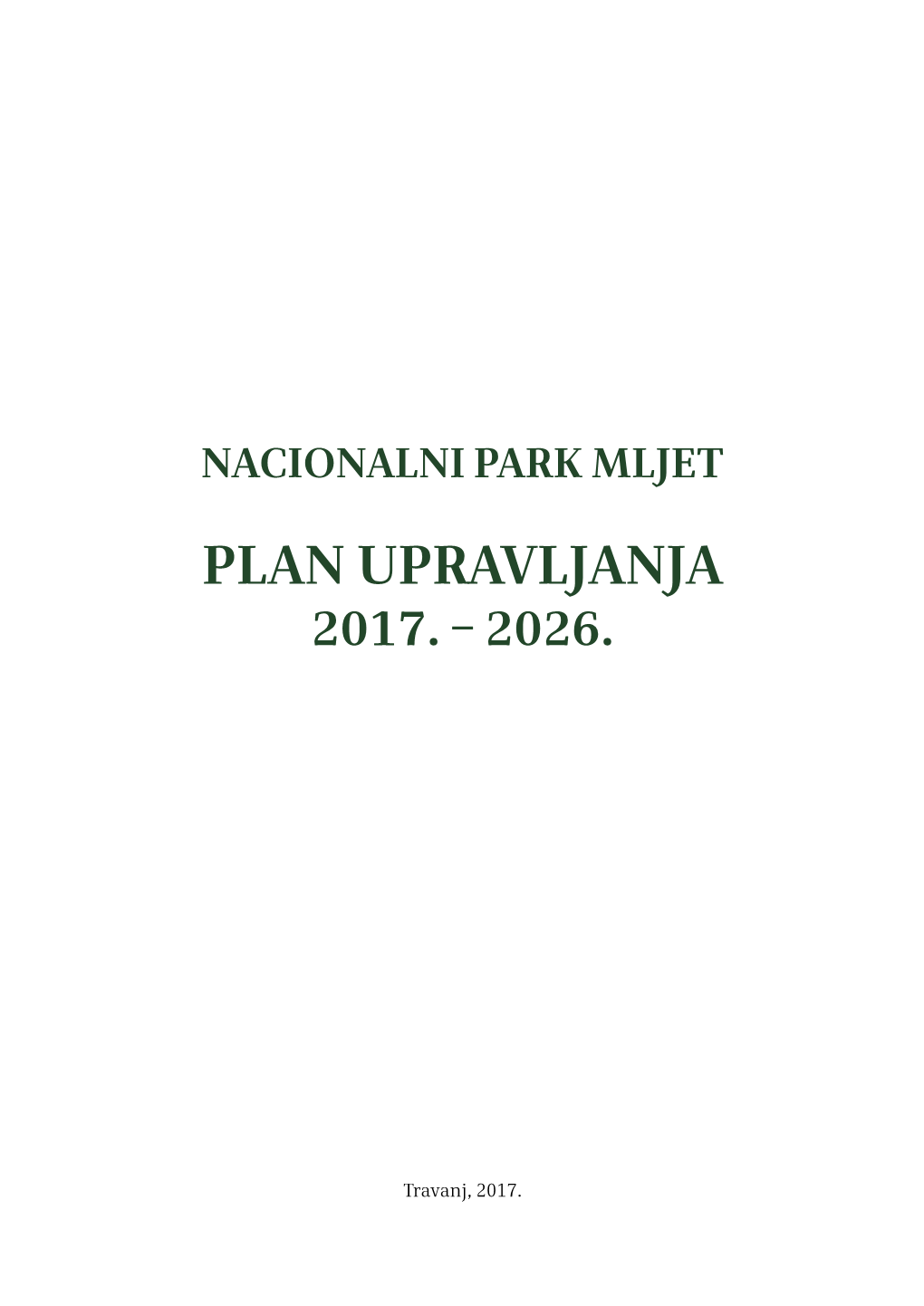 Plan Upravljanja 2017. – 2026