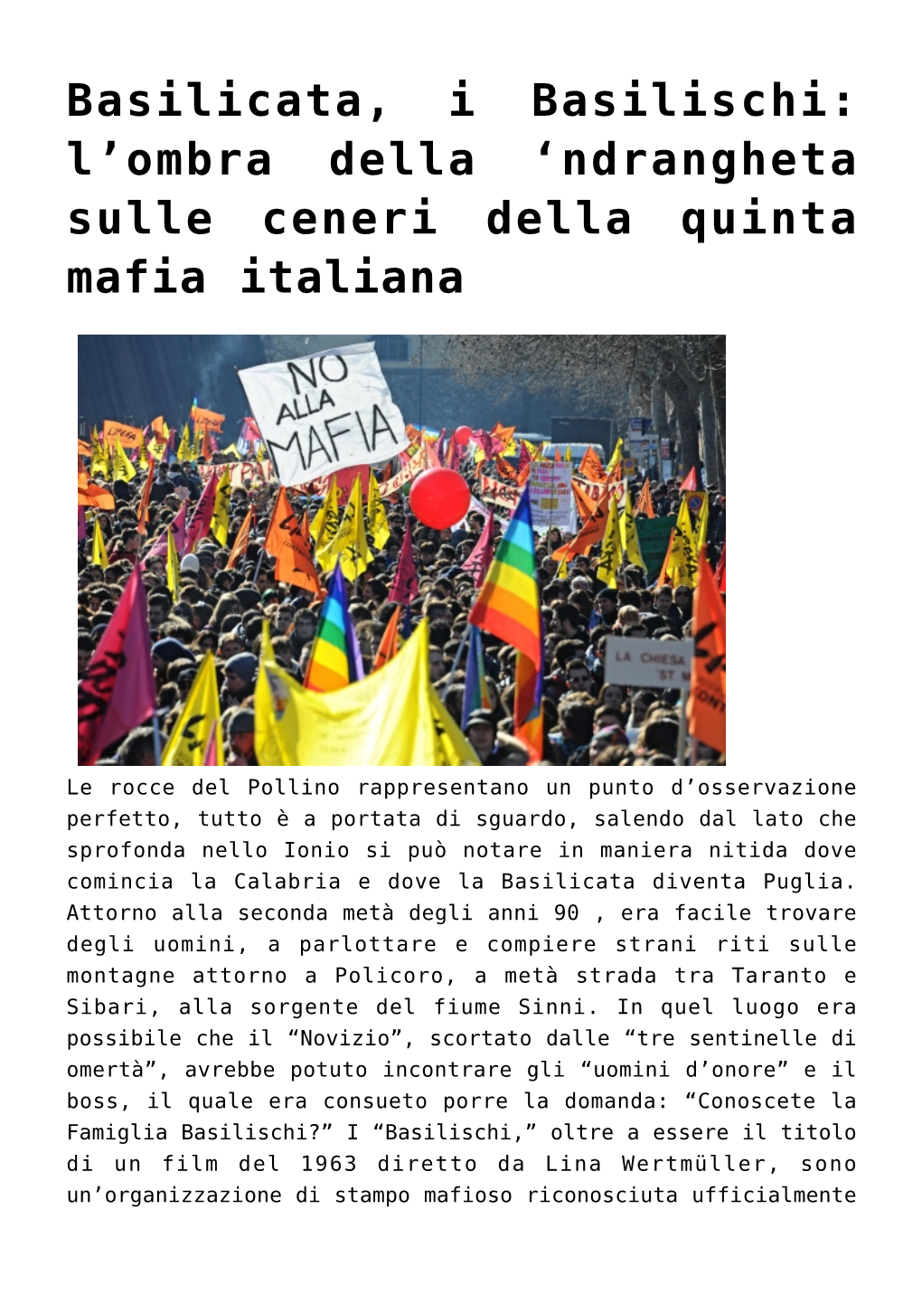 Basilicata, I Basilischi: L’Ombra Della ‘Ndrangheta Sulle Ceneri Della Quinta Mafia Italiana