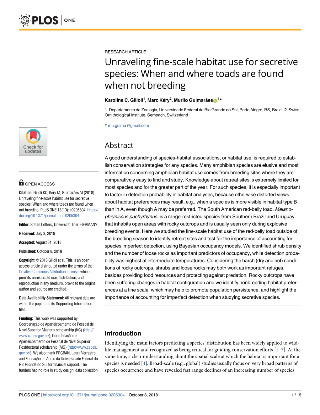 Unraveling Fine-Scale Habitat Use for Secretive Species: When and Where Toads Are Found When Not Breeding