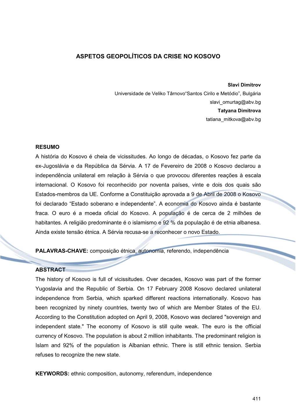 Aspetos Geopolíticos Da Crise No Kosovo