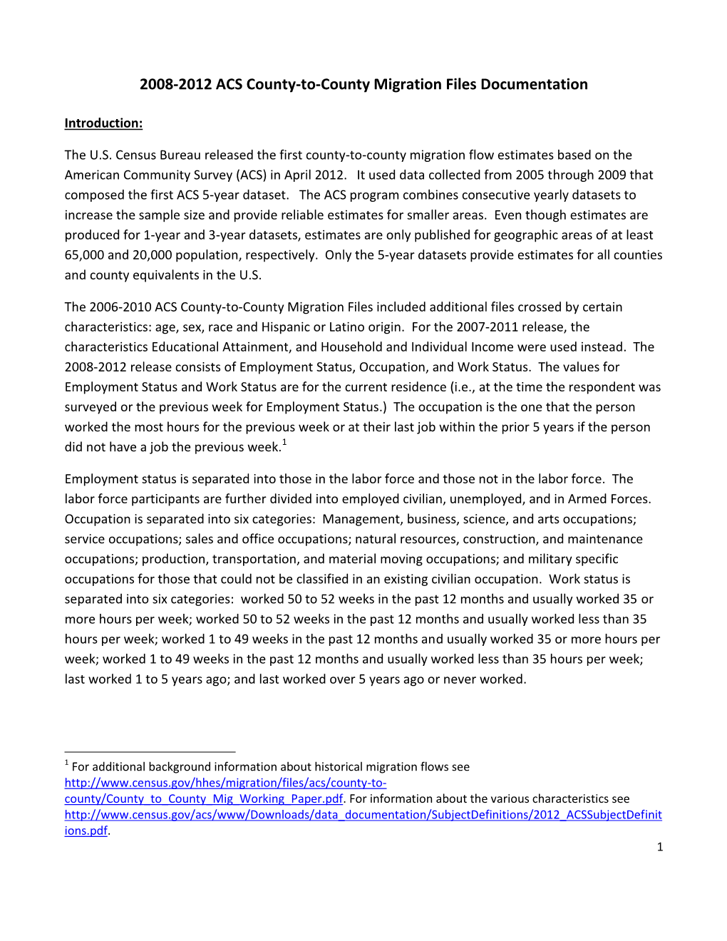 2008-2012 ACS County-To-County Migration Files Documentation