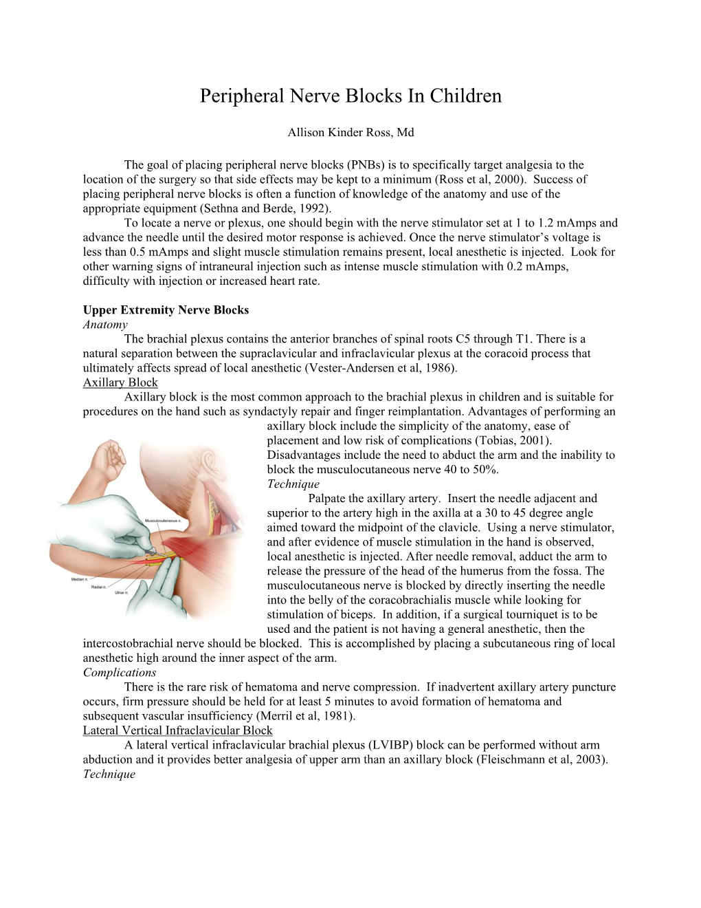 Peripheral Nerve Blocks in Children