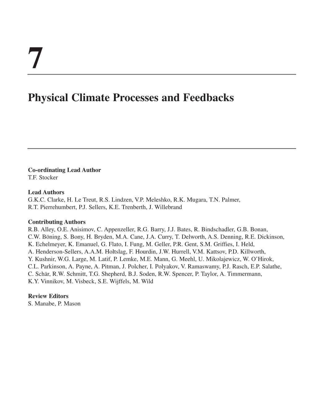 Physical Climate Processes and Feedbacks