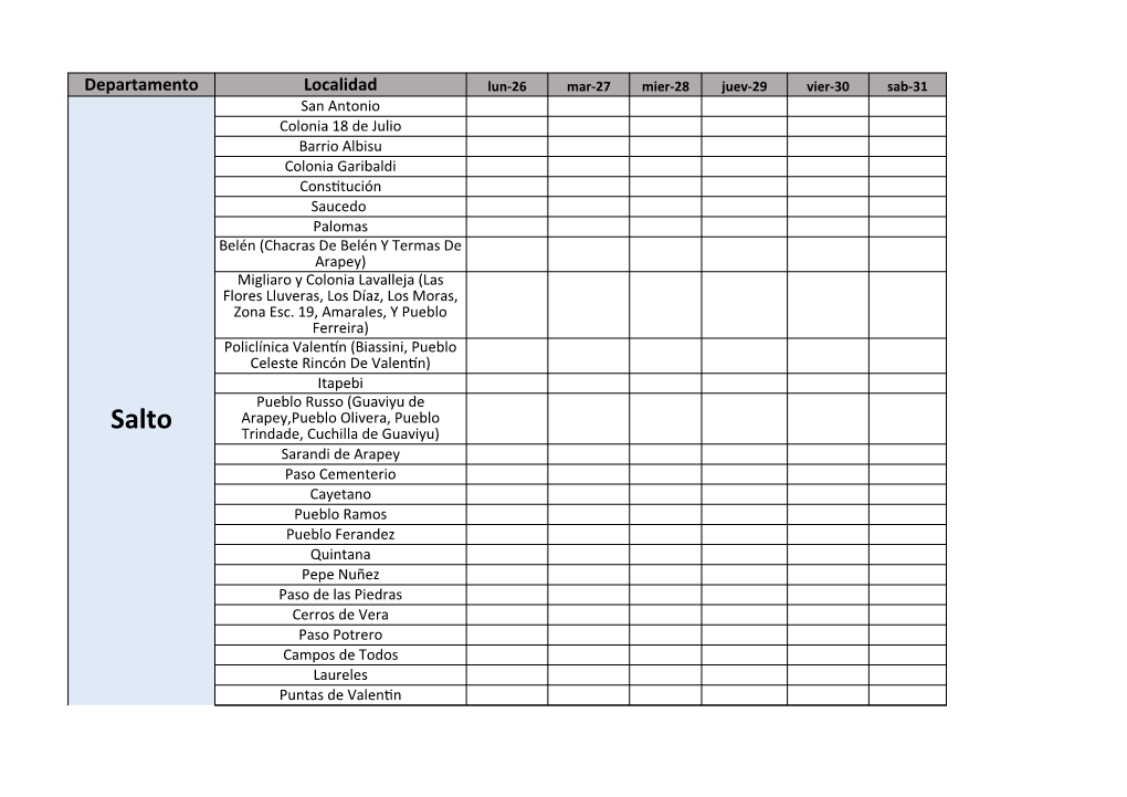 Calendario Segundas Dosis