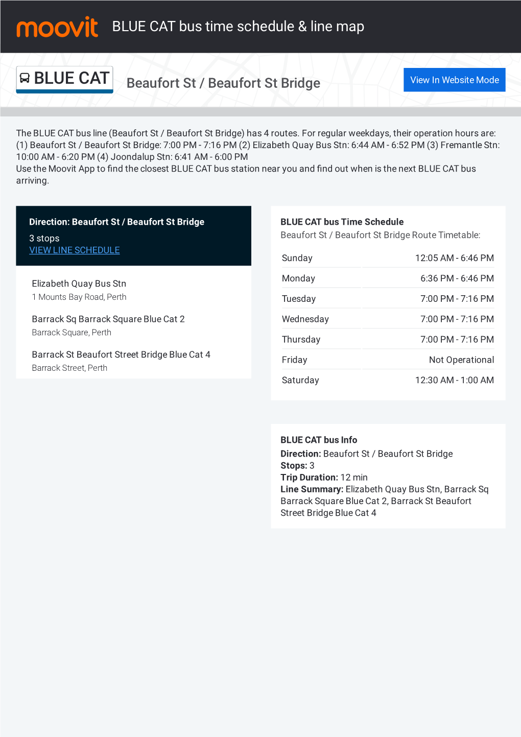 BLUE CAT Bus Time Schedule & Line Route