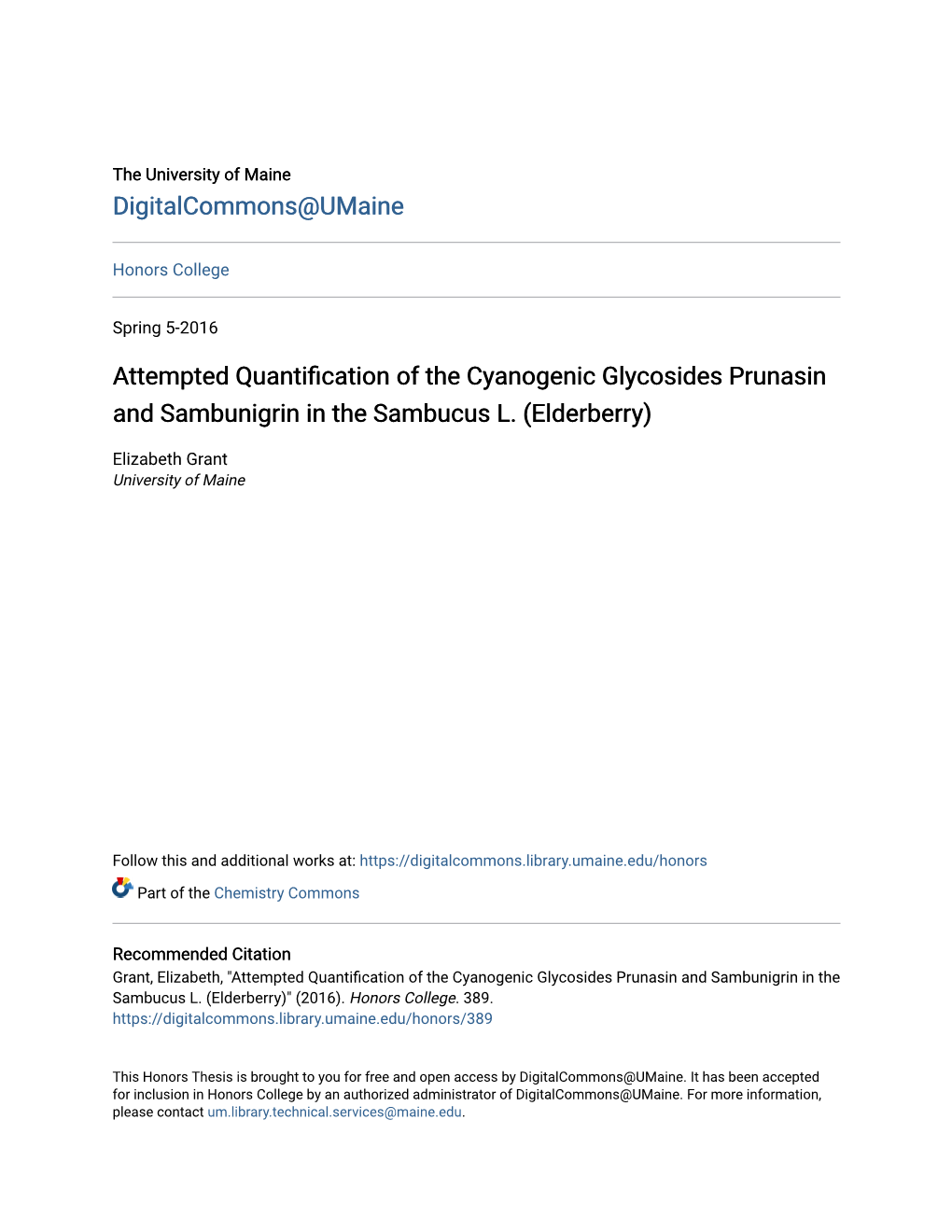 Attempted Quantification of the Cyanogenic Glycosides Prunasin and Sambunigrin in the Sambucus L