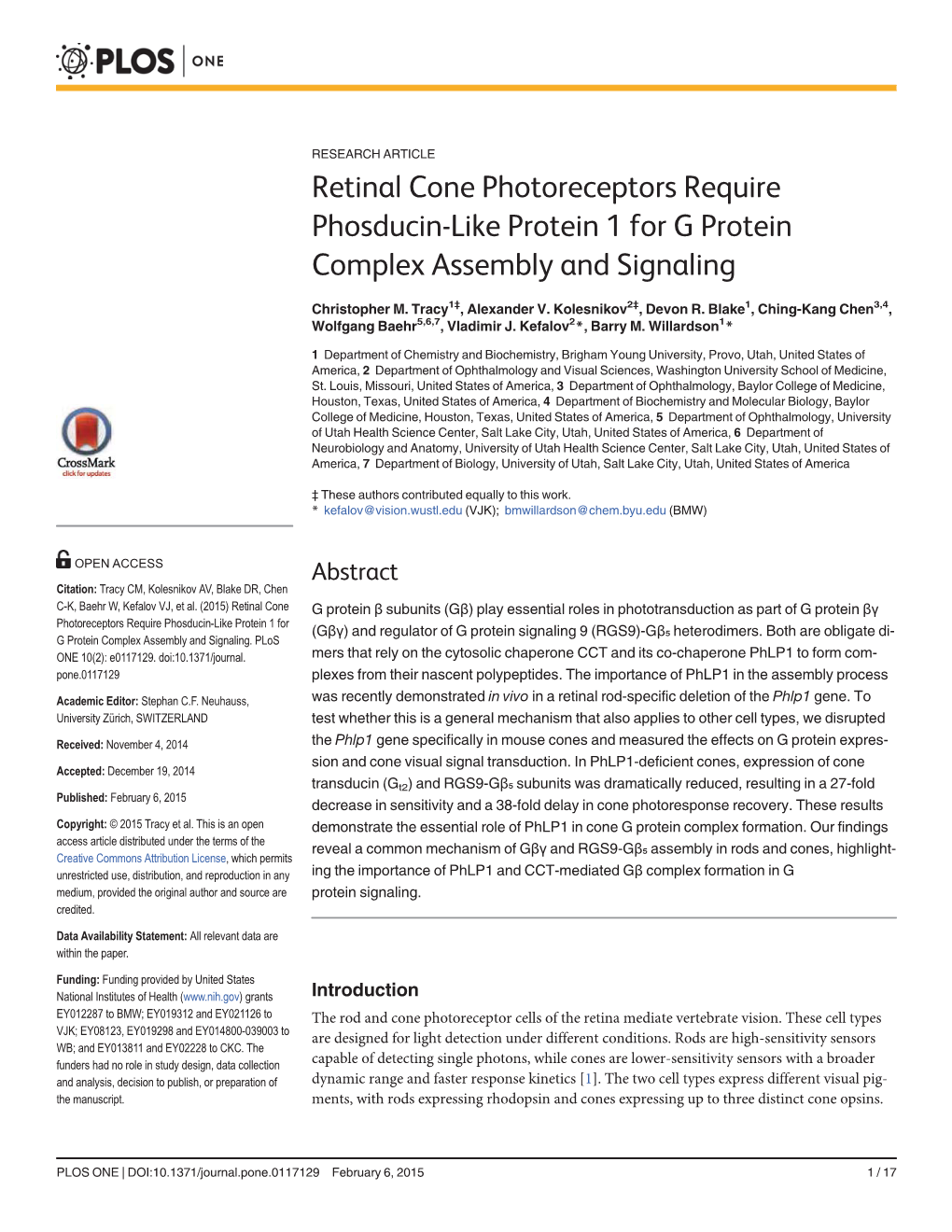 Retinal Cone Photoreceptors Require Phosducin-Like Protein 1 for G Protein Complex Assembly and Signaling