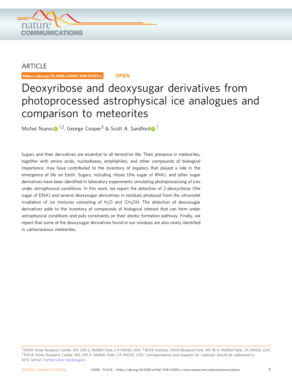 Deoxyribose and Deoxysugar Derivatives from Photoprocessed Astrophysical Ice Analogues and Comparison to Meteorites