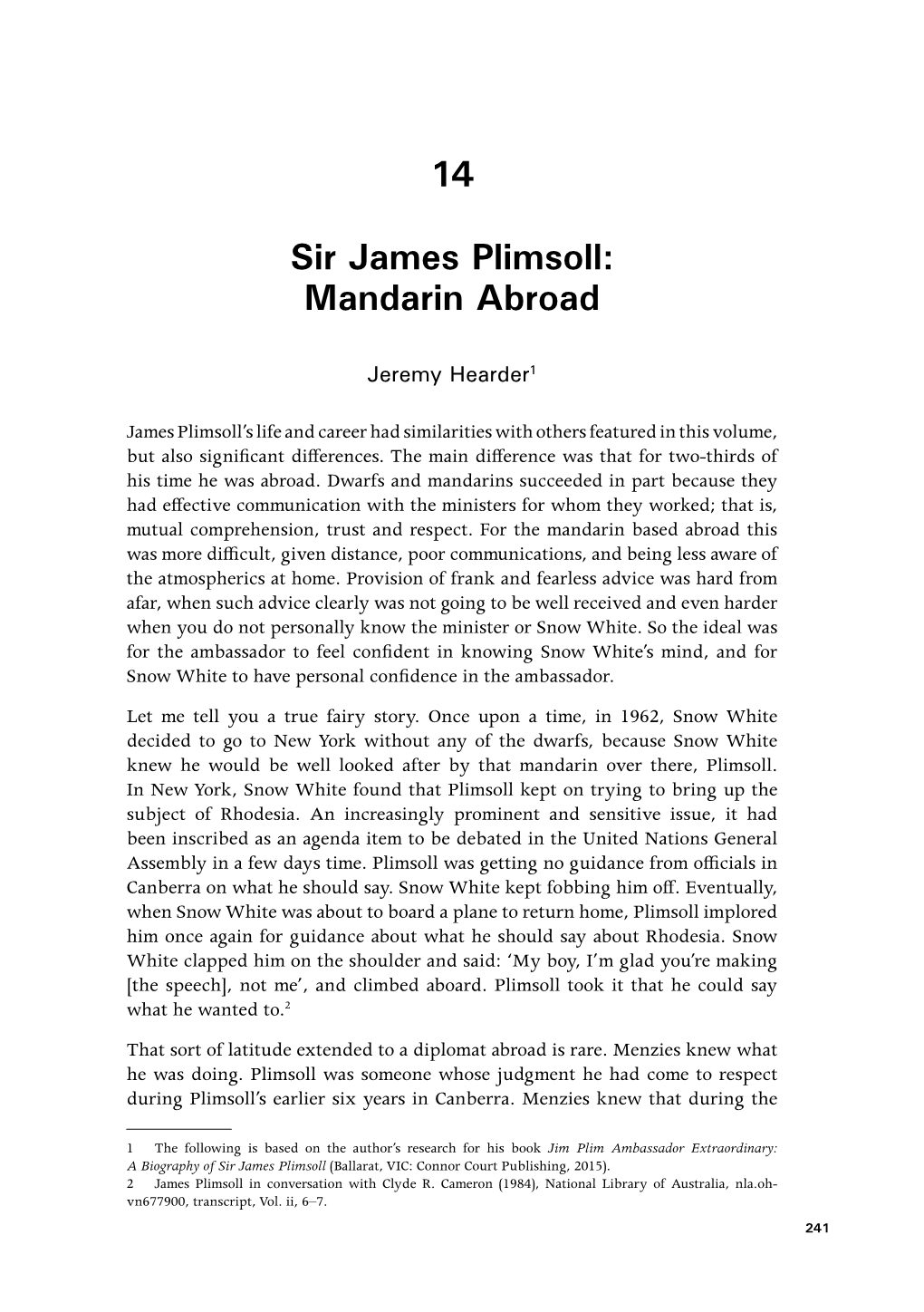 14 Sir James Plimsoll: Mandarin Abroad