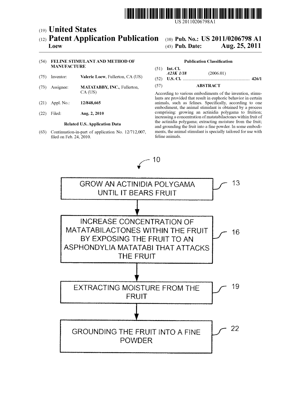 (12) Patent Application Publication (10) Pub. No.: US 2011/0206798 A1 L0ew (43) Pub