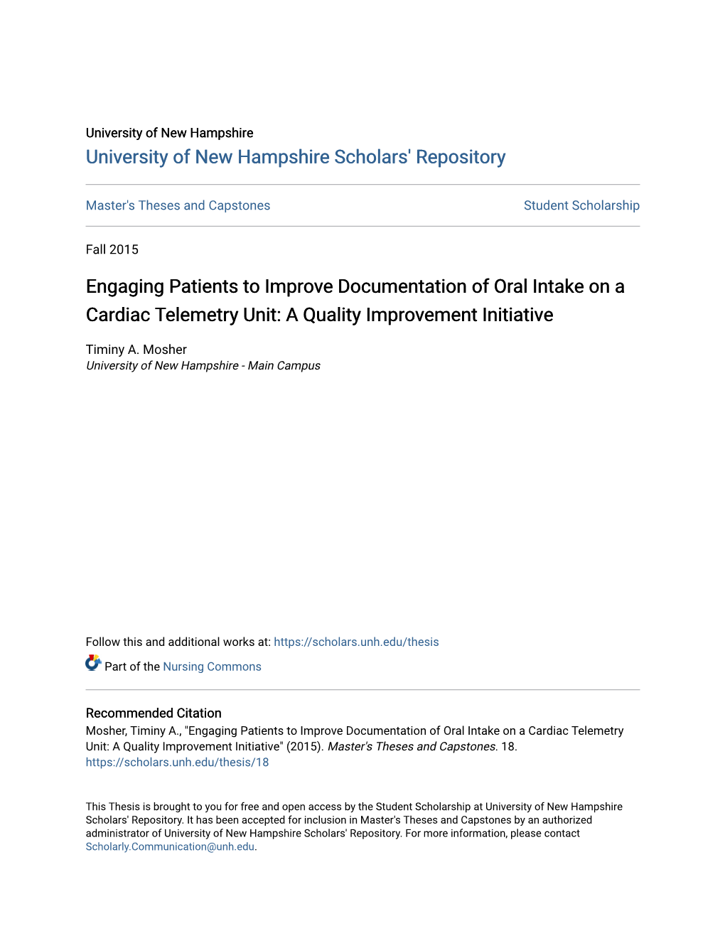 Engaging Patients to Improve Documentation of Oral Intake on a Cardiac Telemetry Unit: a Quality Improvement Initiative