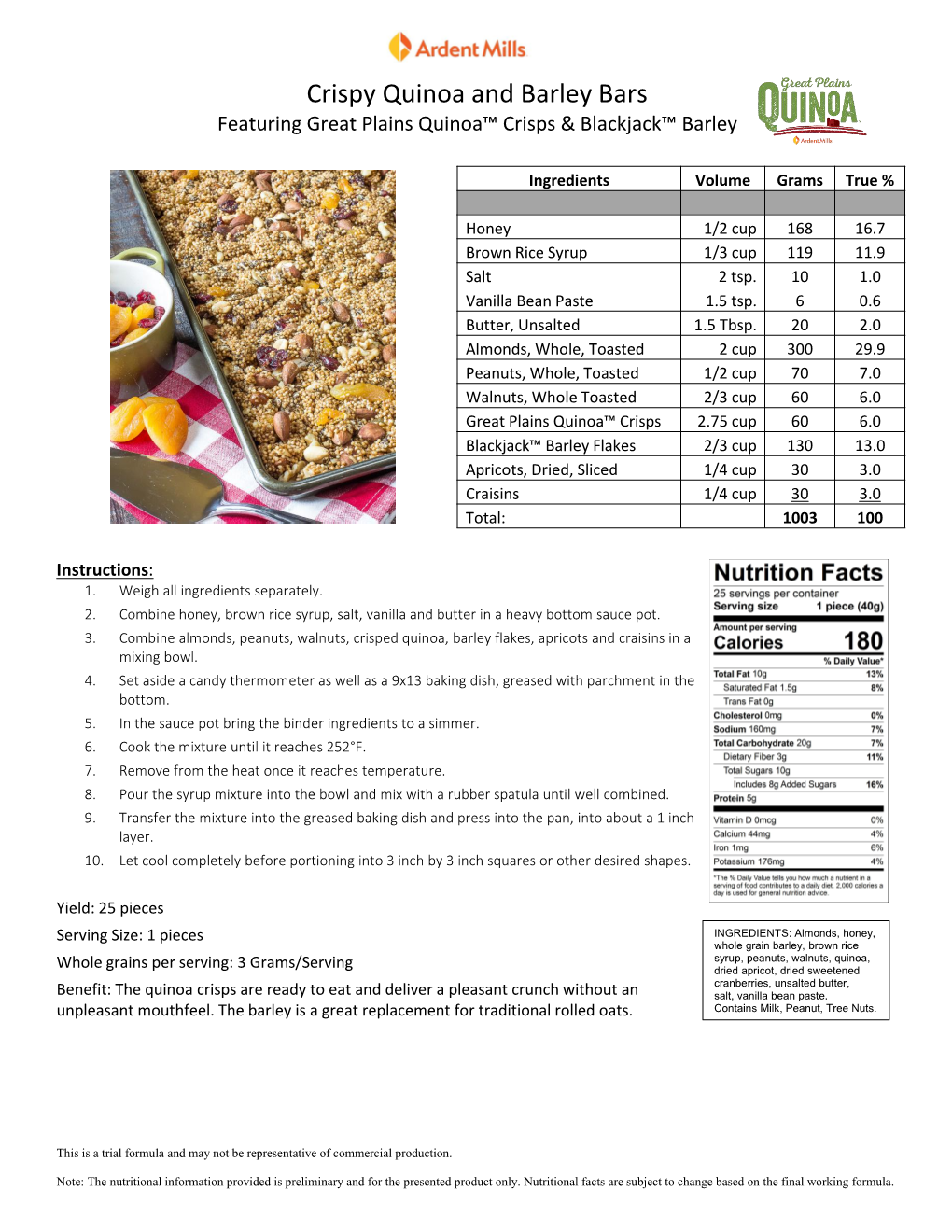 Crispy Quinoa and Barley Bars Featuring Great Plains Quinoa™ Crisps & Blackjack™ Barley