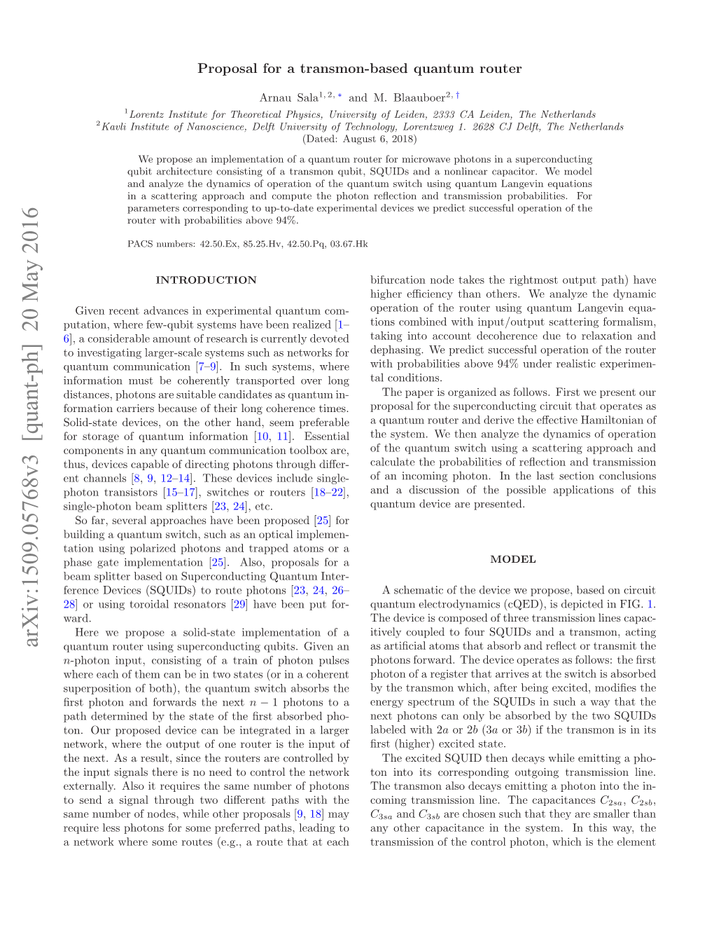 Proposal for a Transmon-Based Quantum Router: Supplemental Material