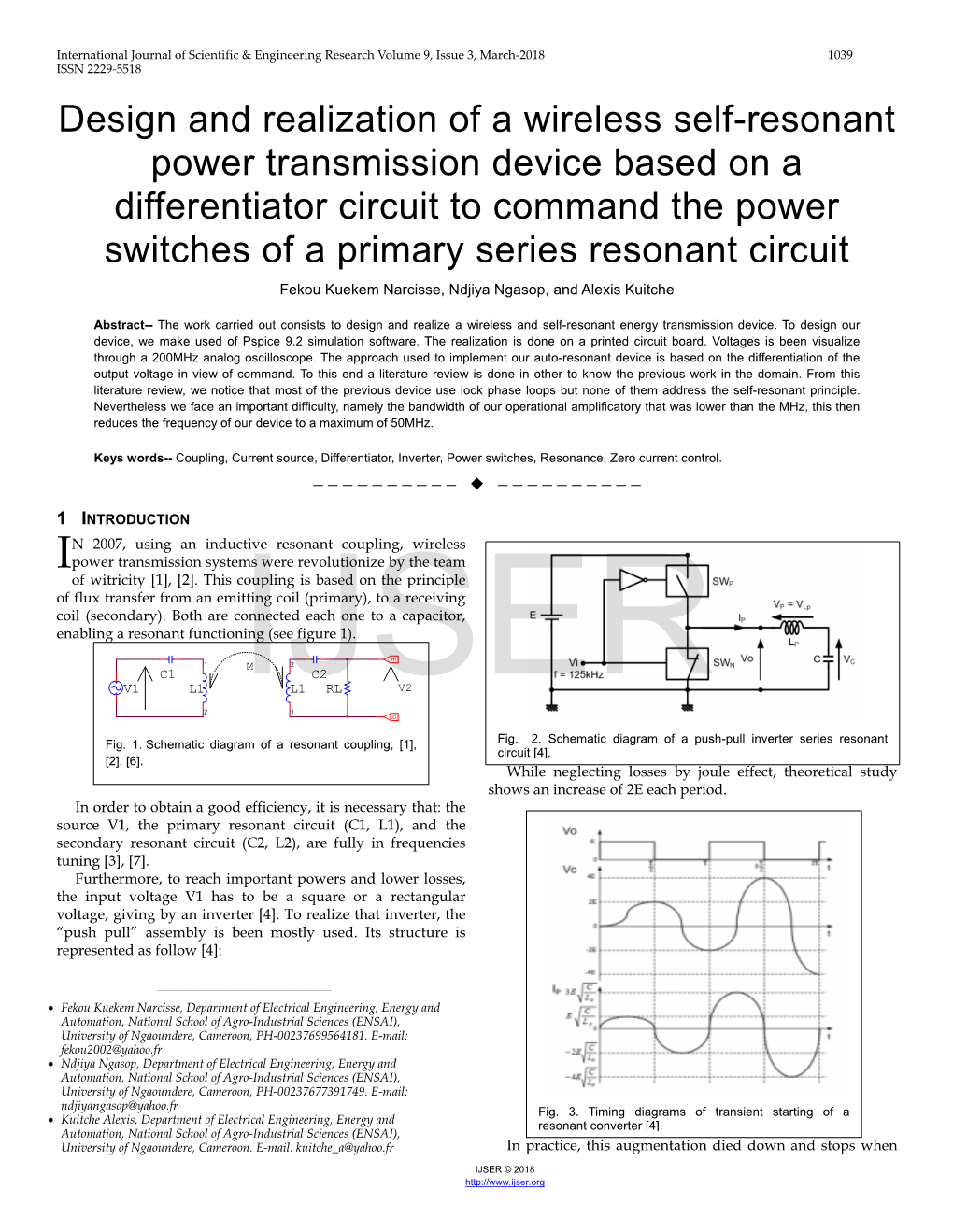 Design and Realization of a Wireless Self-Resonant Power Transmission