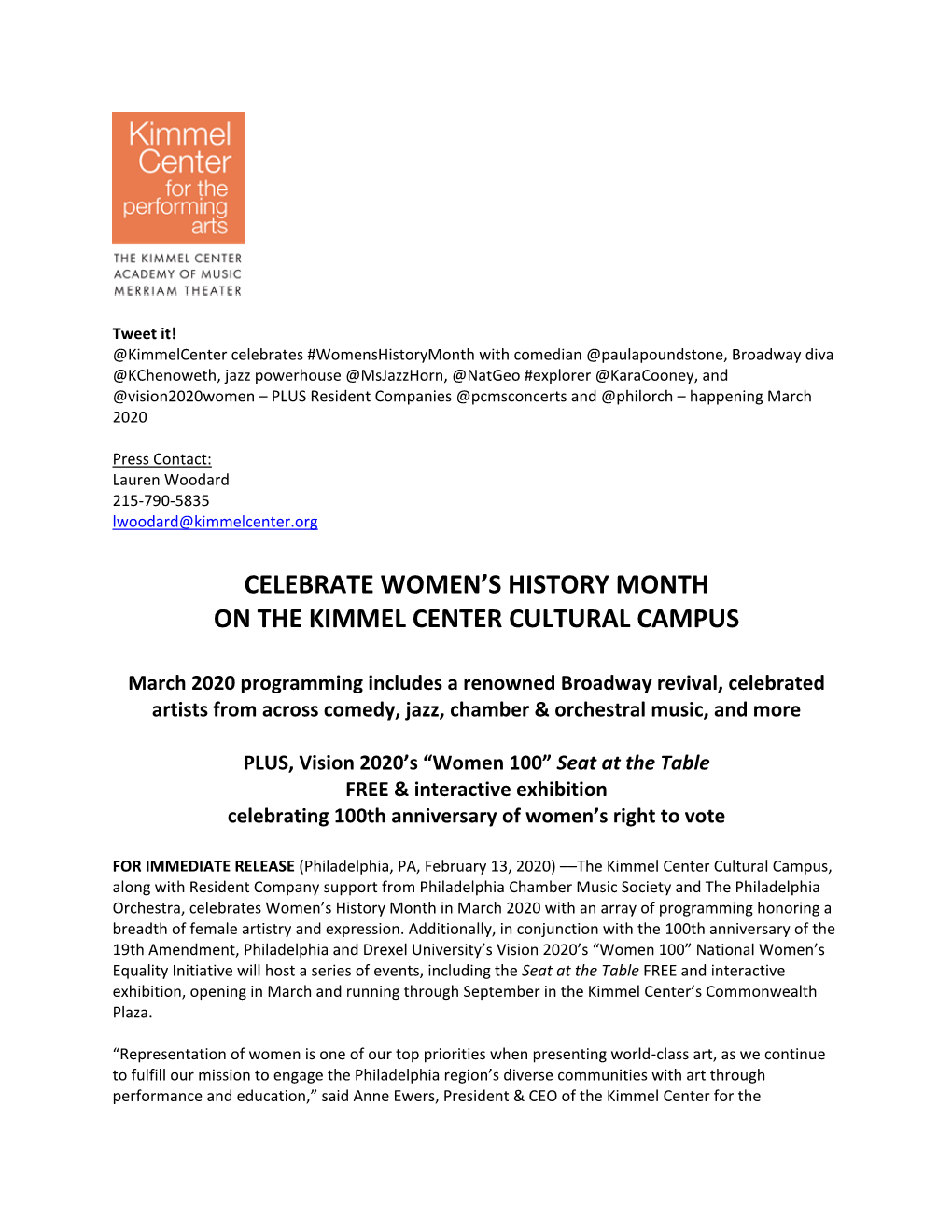 Celebrate Women's History Month on the Kimmel Center