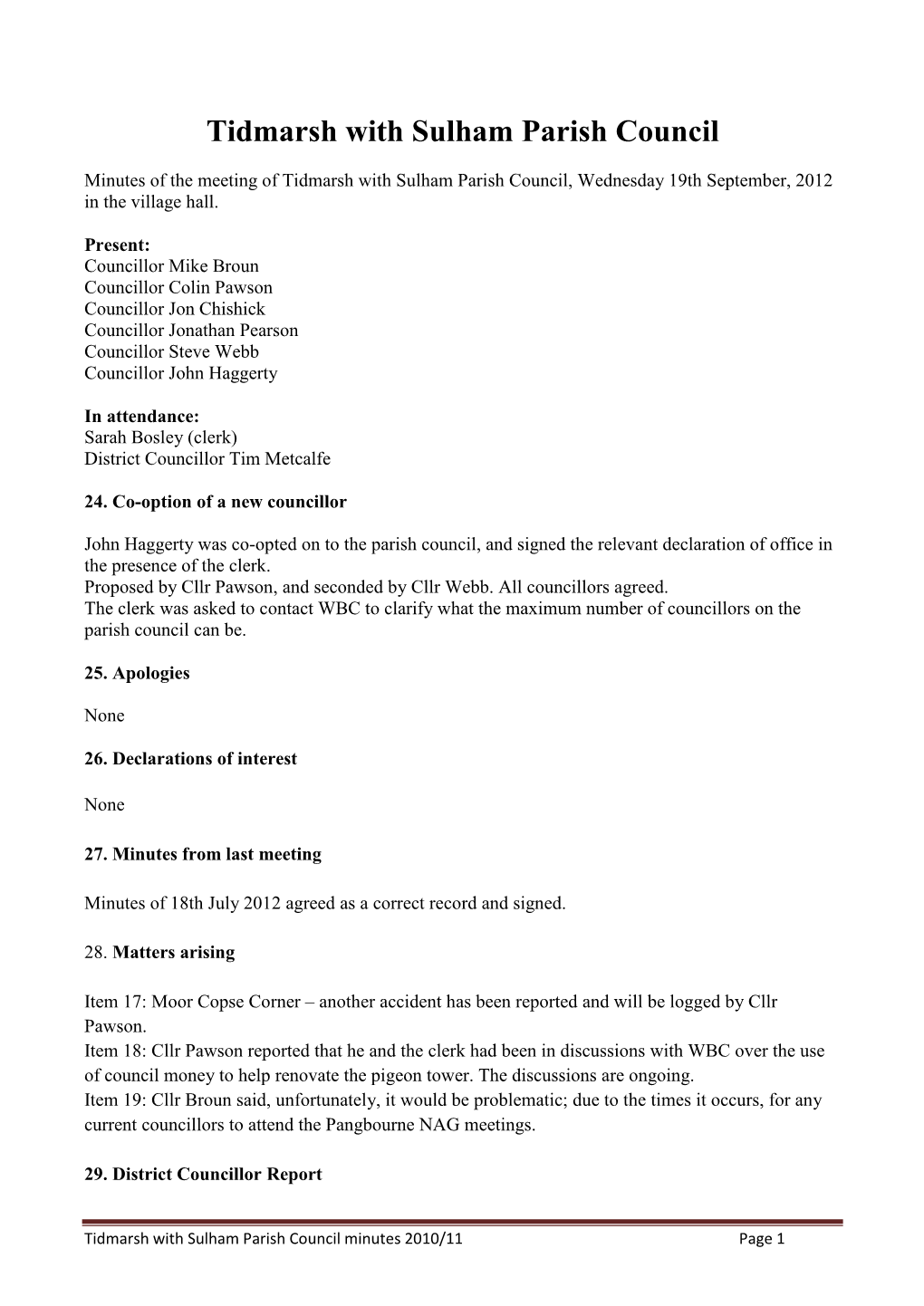 Tidmarsh with Sulham Parish Council