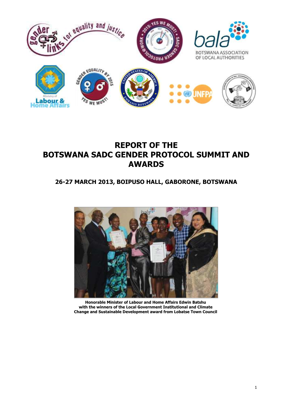 Report of the Botswana Sadc Gender Protocol Summit and Awards