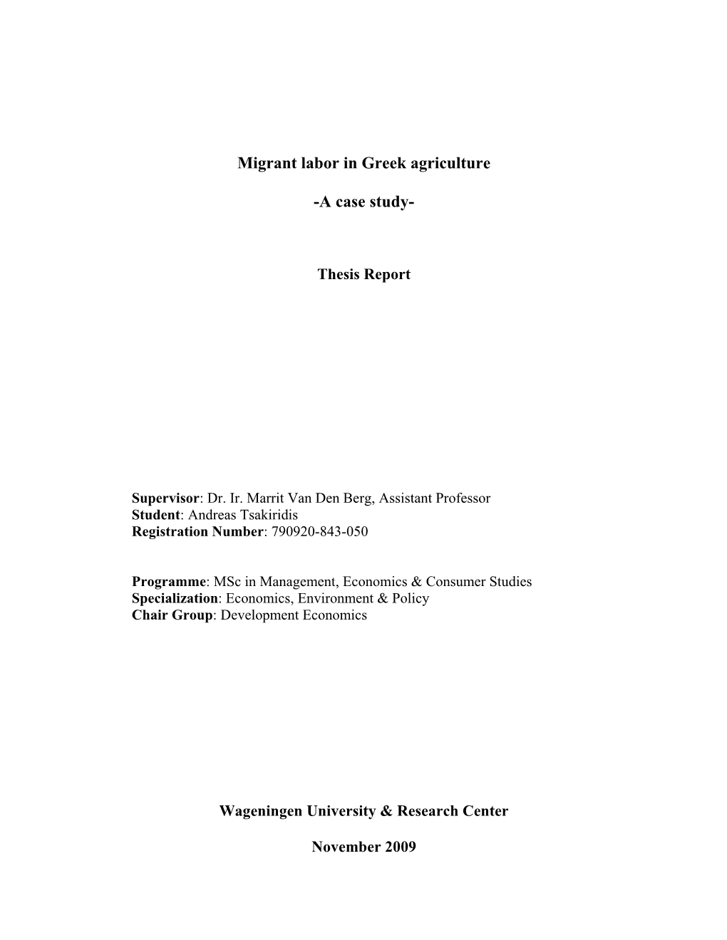 Migrant Labor in Greek Agriculture