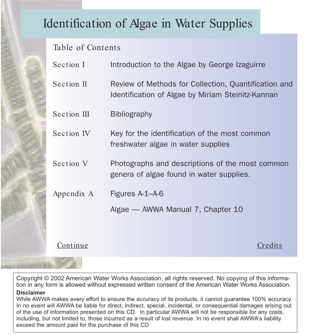 Identification of Algae in Water Supplies