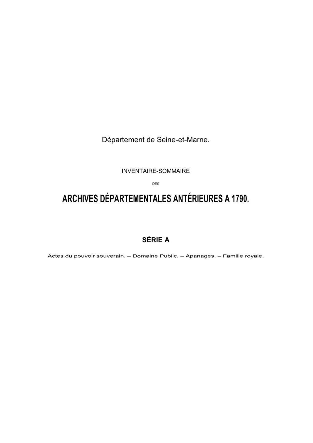 Inventaire De La Série a PDF 415.33 Ko