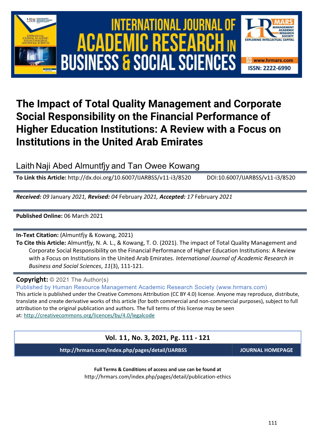 The Impact of Total Quality Management and Corporate