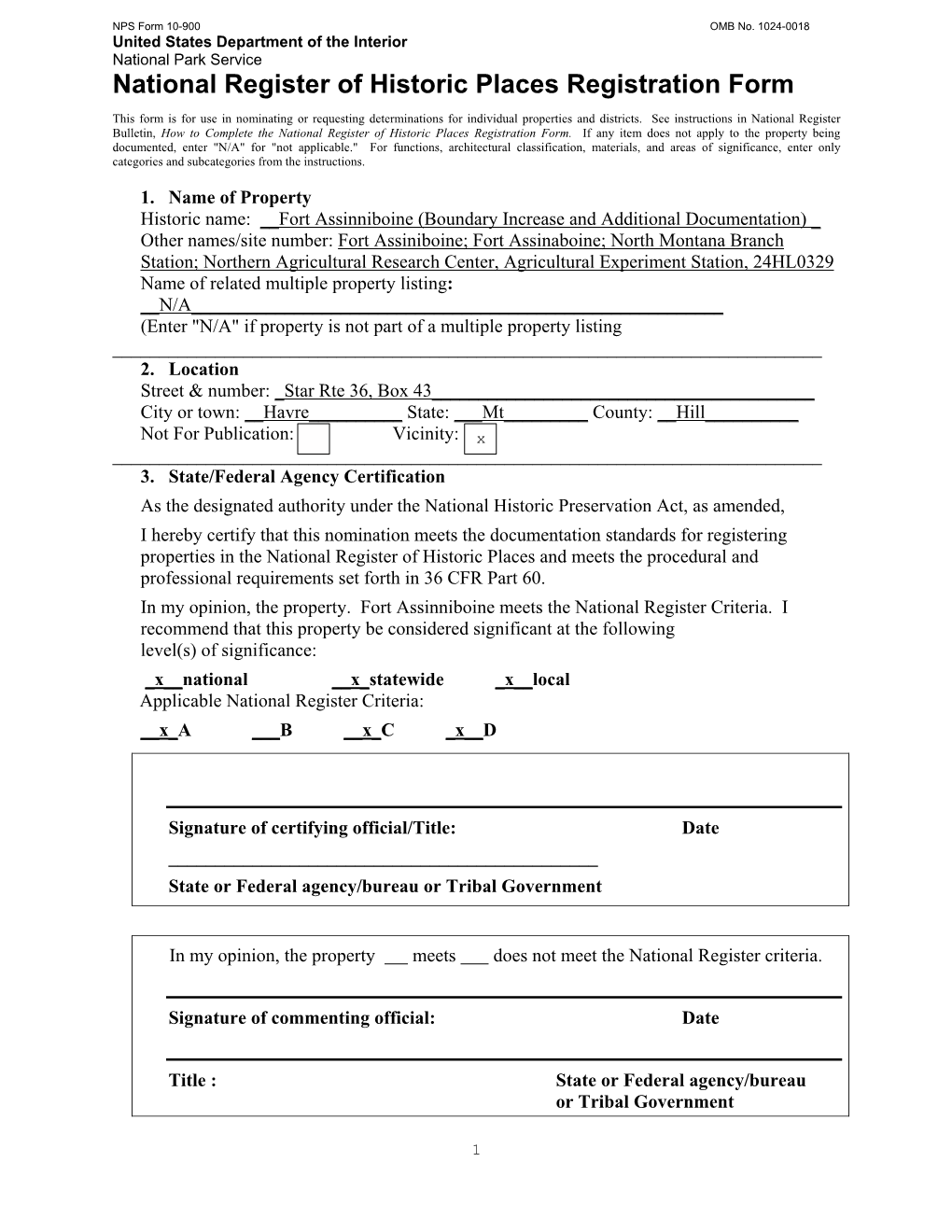 National Register of Historic Places Registration Form