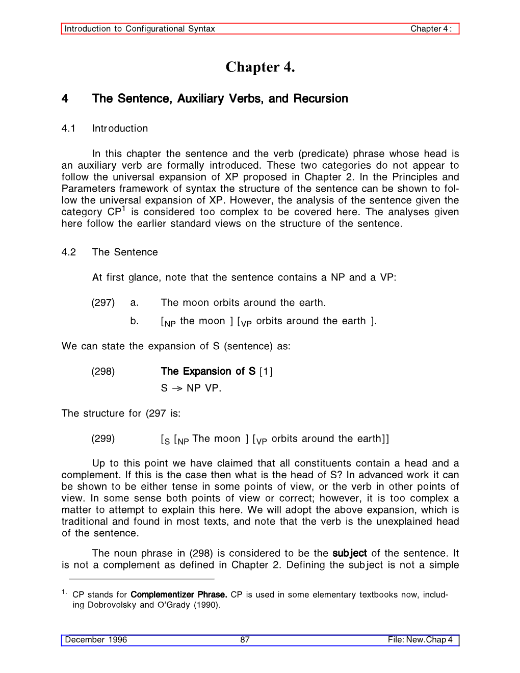 4 the Sentence, Auxiliary Verbs, and Recursion