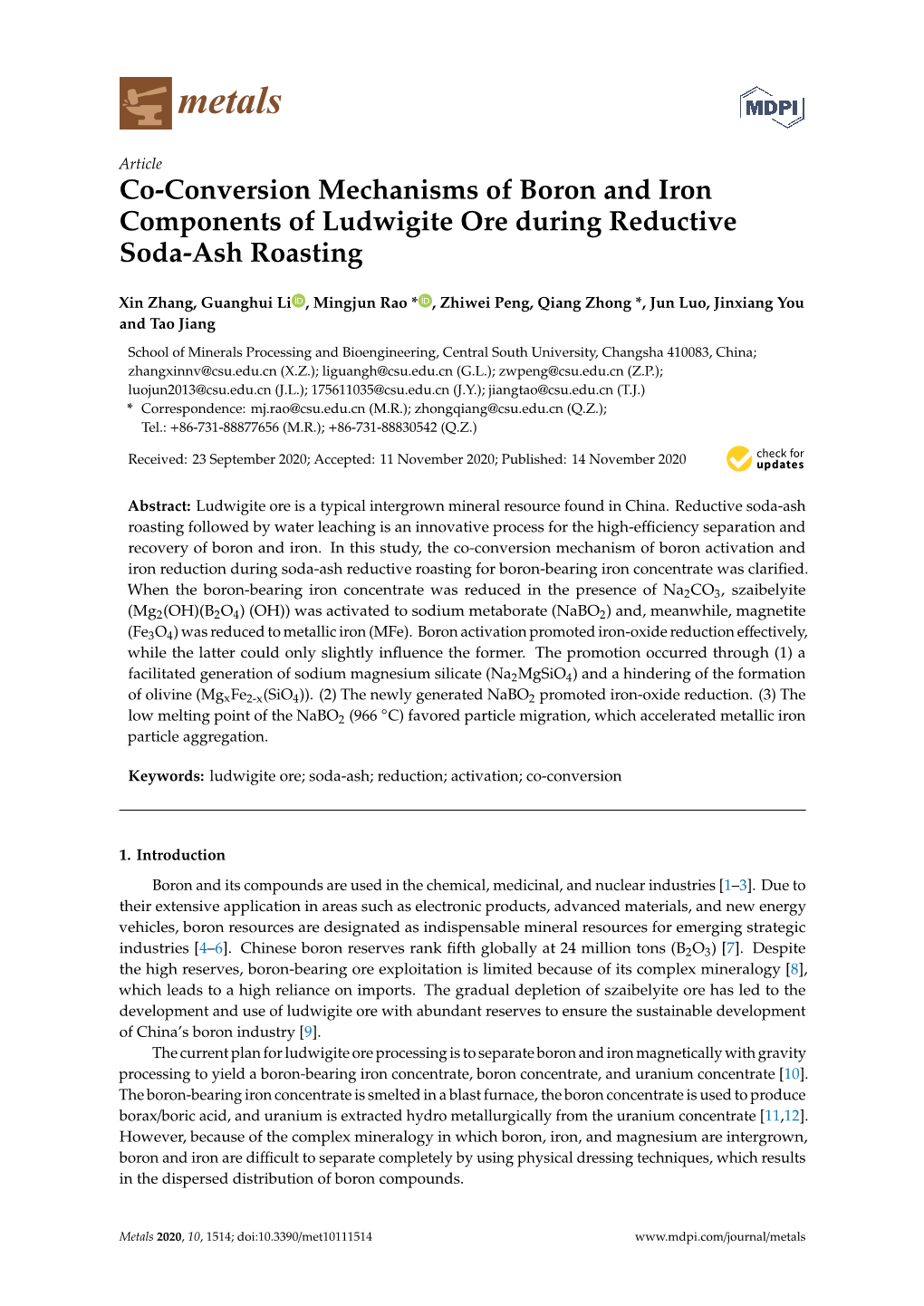 Co-Conversion Mechanisms of Boron and Iron Components of Ludwigite Ore During Reductive Soda-Ash Roasting