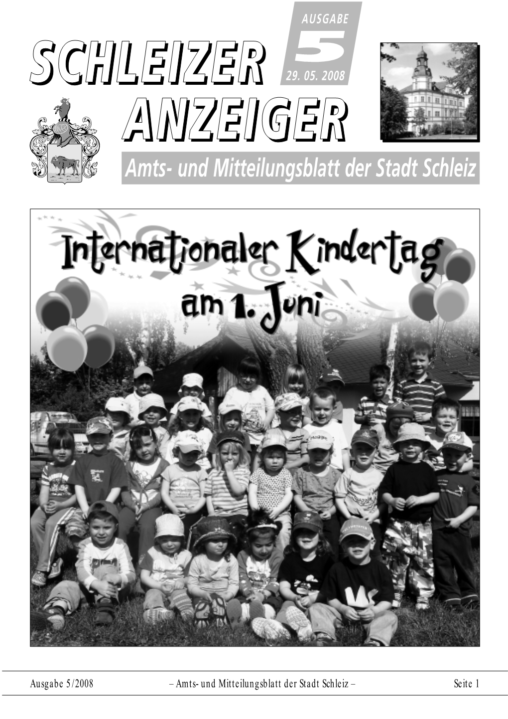 Ausgabe 5/2008 – Amts- Und Mitteilungsblatt Der Stadt Schleiz – Seite 1 Nichtamtl