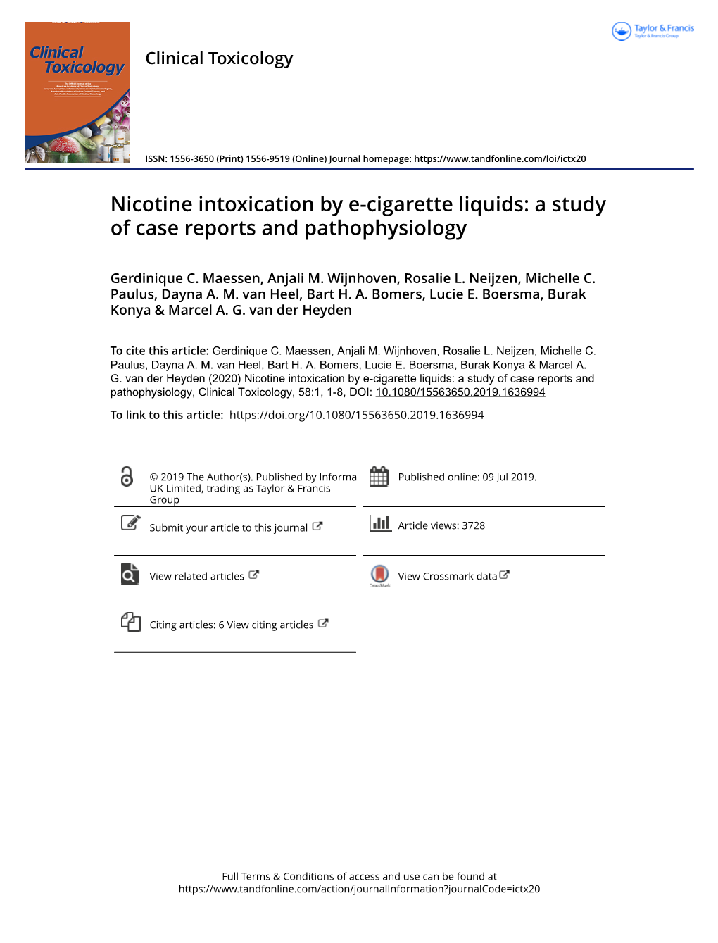 Nicotine Intoxication by E-Cigarette Liquids: a Study of Case Reports and Pathophysiology