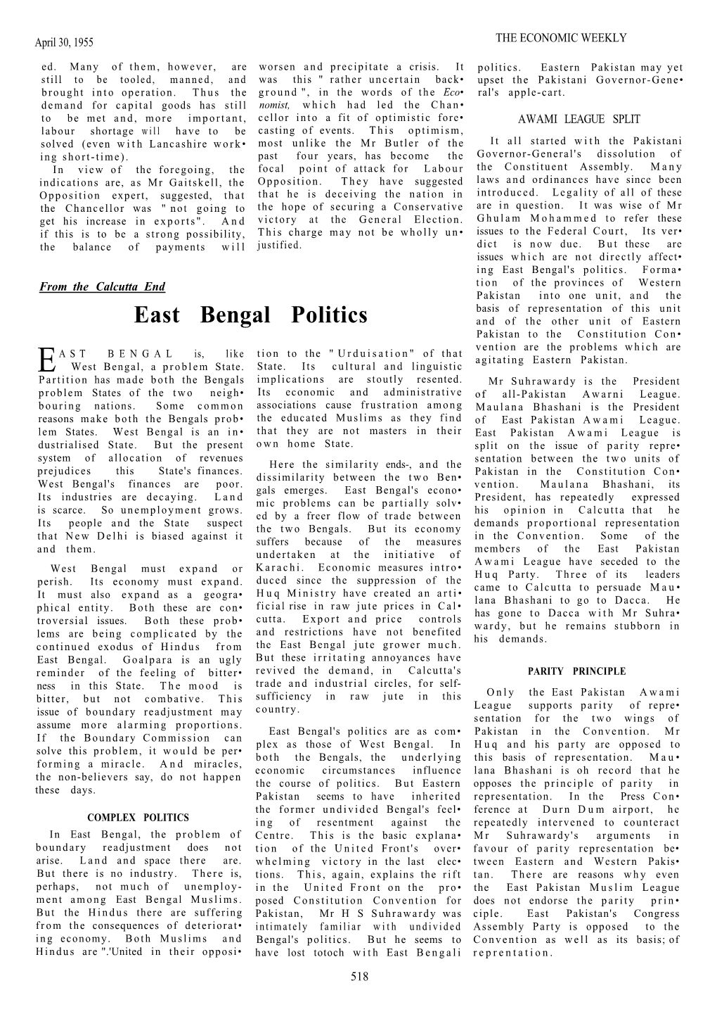 East Bengal Politics