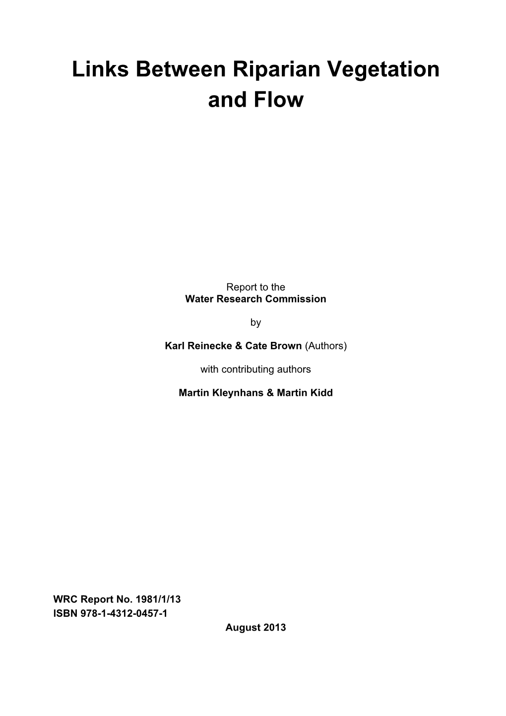 Links Between Riparian Vegetation and Flow