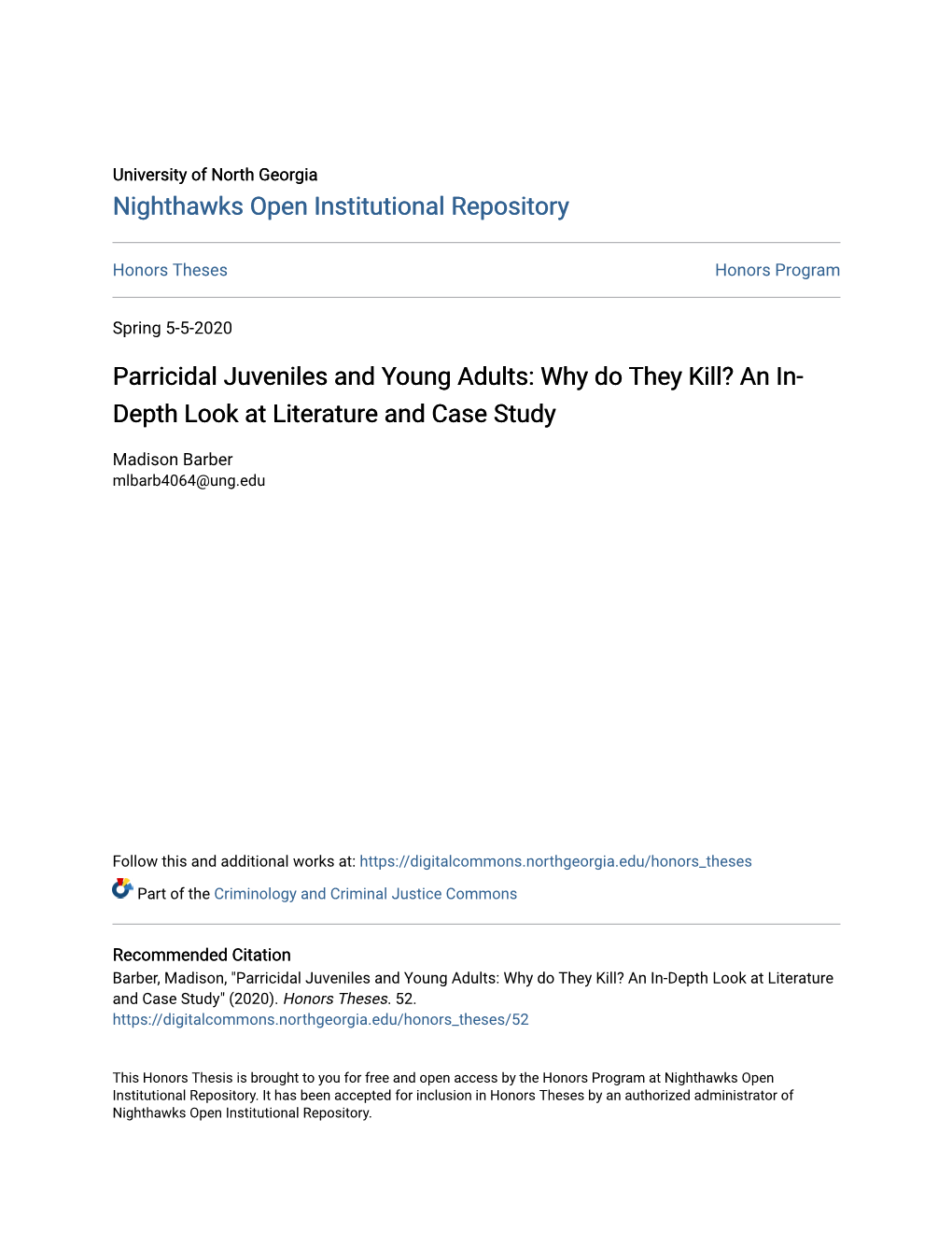 Parricidal Juveniles and Young Adults: Why Do They Kill? an In- Depth Look at Literature and Case Study