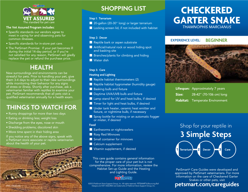 Checkered Garter Snakes Or Other Pets, Visit ©2013 Petsmart Store Support Group, Inc