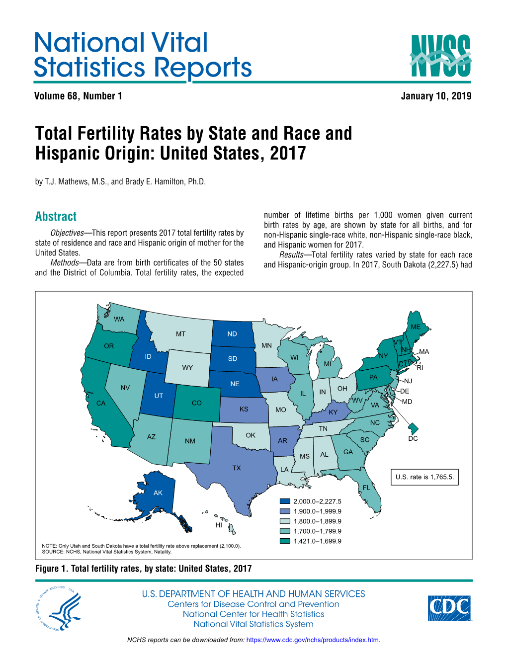 Total Fertility Rates by State and Race and Hispanic Origin: United States, 2017 by T.J