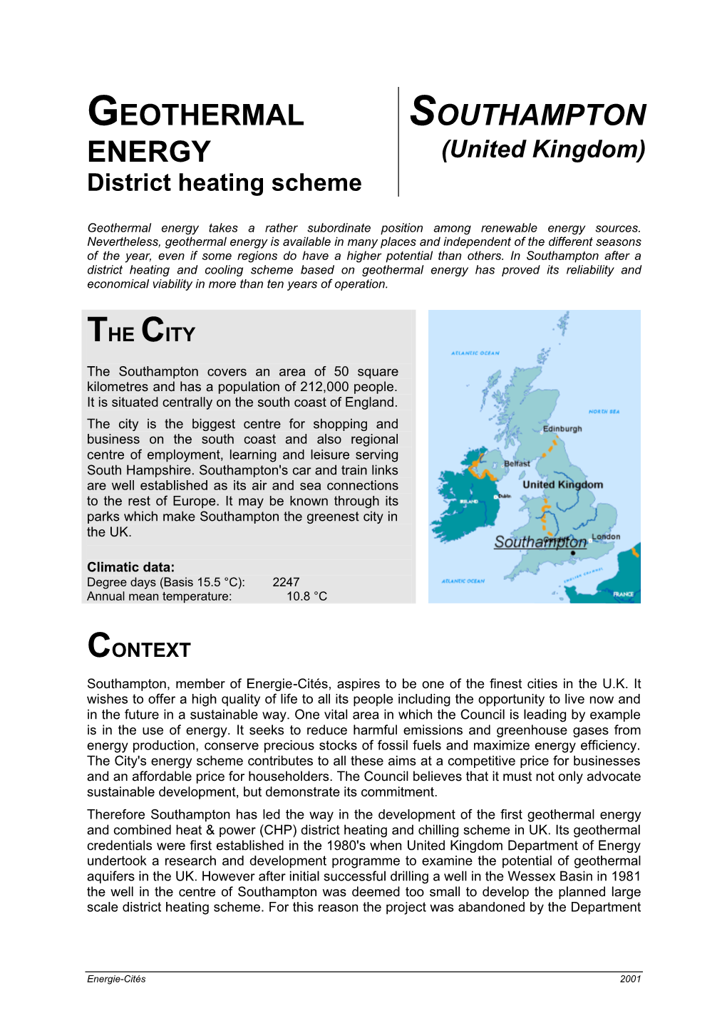 SOUTHAMPTON ENERGY (United Kingdom) District Heating Scheme