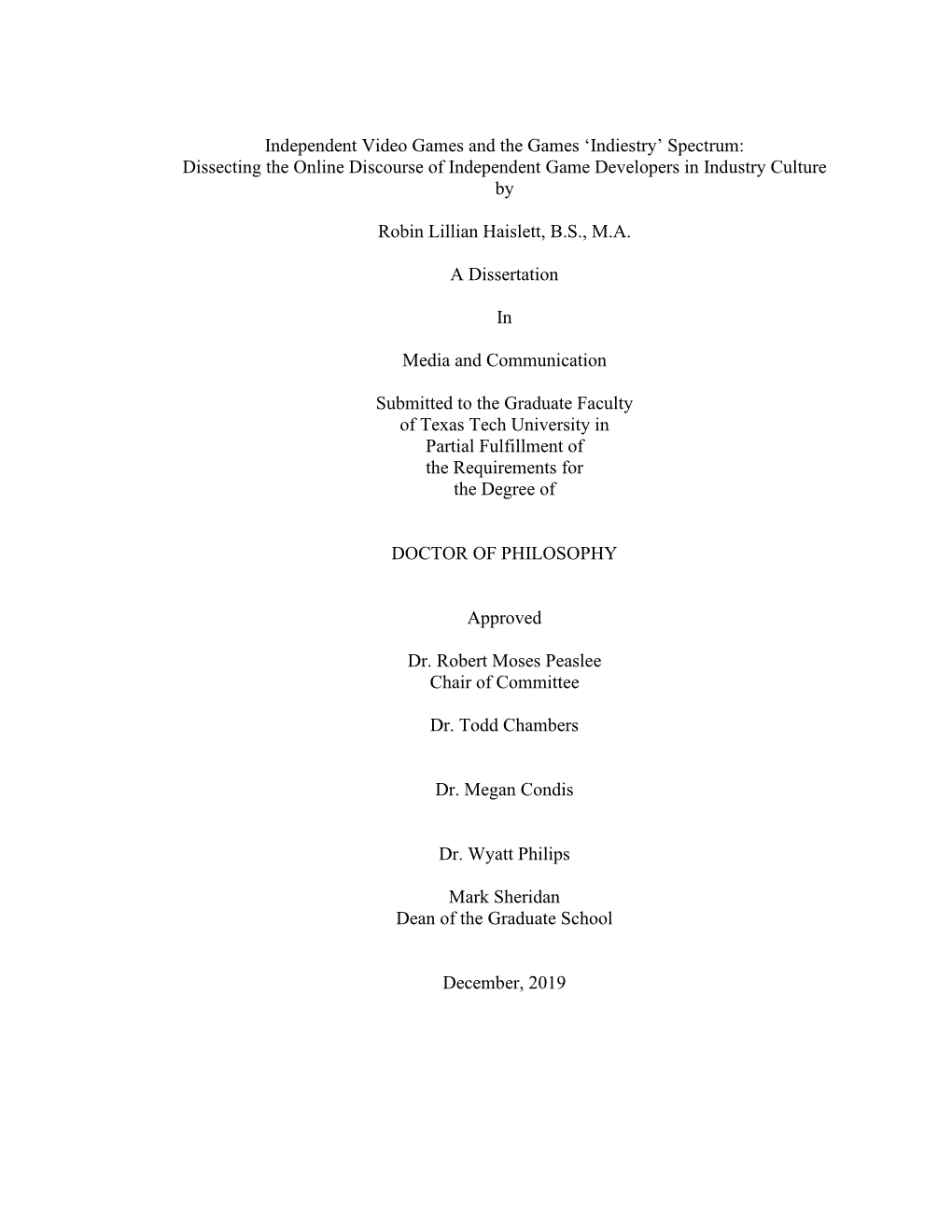 Independent Video Games and the Games ‘Indiestry’ Spectrum: Dissecting the Online Discourse of Independent Game Developers in Industry Culture By