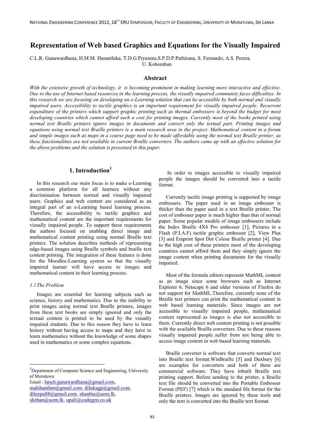 Representation of Web Based Graphics and Equations for the Visually Impaired