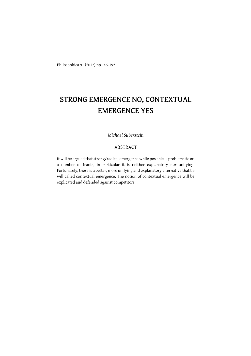 Contextual Emergence Yes