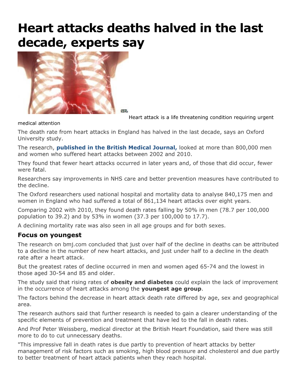 Heart Attacks Deaths Halved in the Last Decade, Experts Say